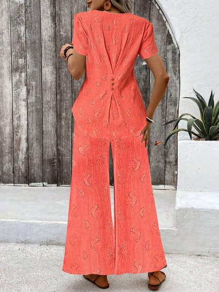 

Loose Simple Two-Piece Set, Orange, Suit Set