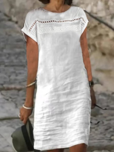 

Plain Casual Dress With No, White, Midi Dresses