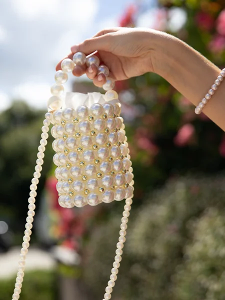 

Elegant Imitation Pearl Mini Bucket Bag with Adjustable Strap, As picture, Bags