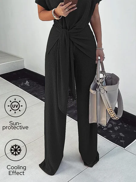 Cooling Loose Straight pants, Black, Pants