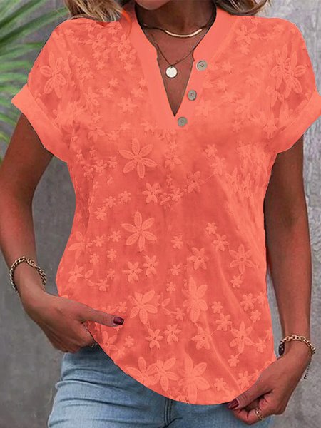 

JFN Simple Cotton Plain Loose Blouse, Orange, Shirts & Blouses