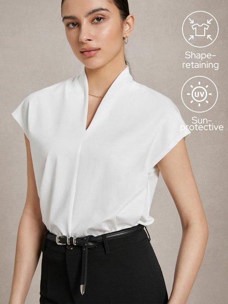 Non-Deforming V-Neck White Tee, Tees
