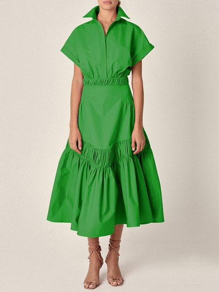 

Urban Regular Fit Plain Short Sleeve Shirt Dress, Green, Maxi Dresses