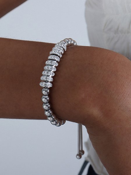 

Exquisite Rhinestone Beaded Adjustable Bracelet, Silver, Bracelets