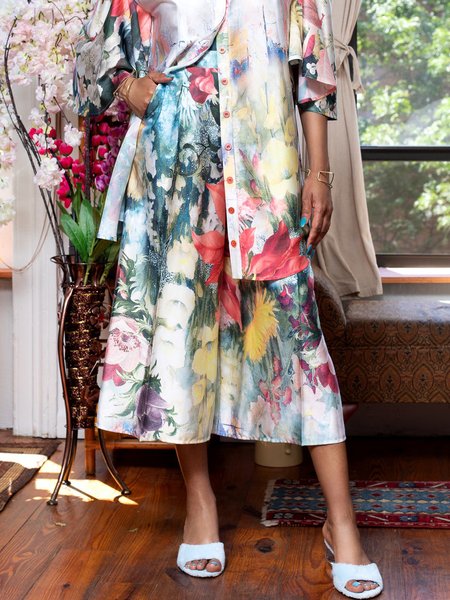 

Regular Fit Floral Elegant Wide leg Pants, As picture, Pants