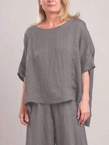 

Cotton Casual Blouse, Gray, Blouses & Shirts