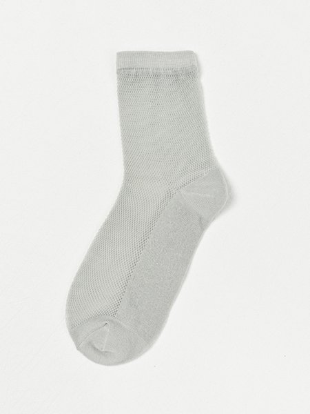 

1pair Breathable Hollow Out Minimalist Mid-calf Socks, Gray, Socks