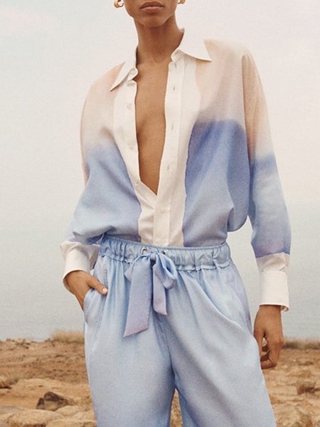 

Vacation Ombre Regular Vacation Fit Blouse, As picture, Blouses and Shirts