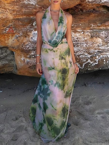 

Regular Fit Tie-Dye Pattern Vacation Dress With No, As picture, Maxi Dresses