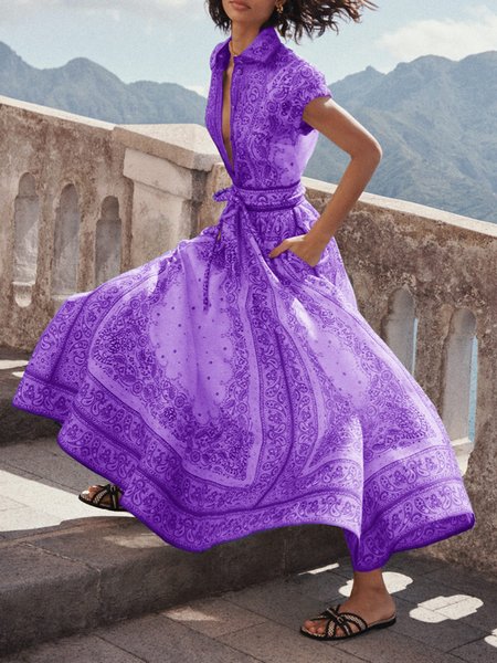 Urban Regular Fit Shirt Dress, Purple, Maxi Dresses