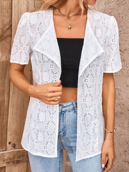

Women's Plain Regular Loose Kimono, White, Cardigans