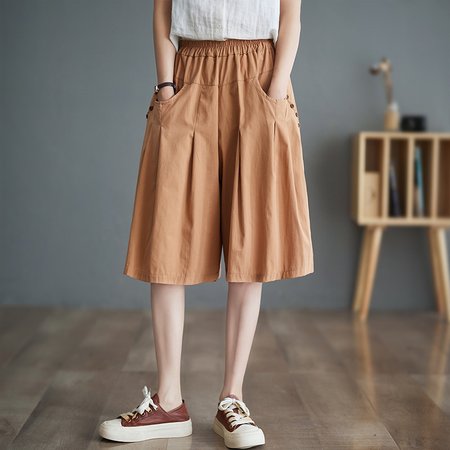 

Plain Casual Shorts, Orange, Shorts