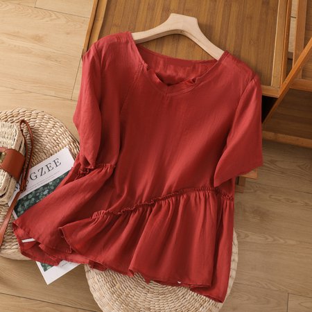 

Casual V Neck Blouse, Red, Blouses & Shirts
