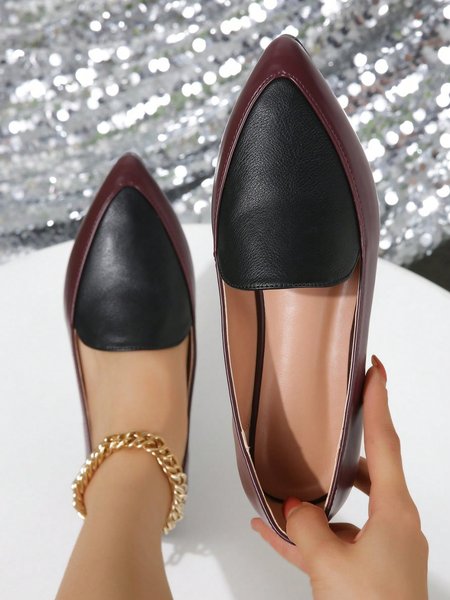 

Minimalist Color Block Slip On Shoes, Black, Oxfords