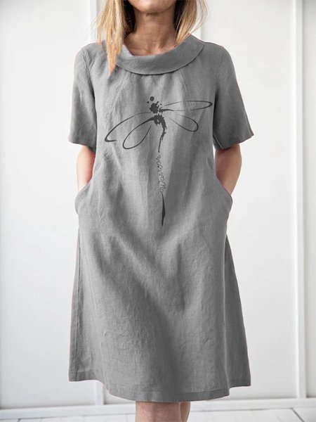 

Cotton Dragonfly Casual Dress, Gray, Dresses