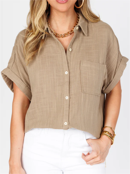 

Casual Loose Blouse, Khaki, Blouses & Shirts