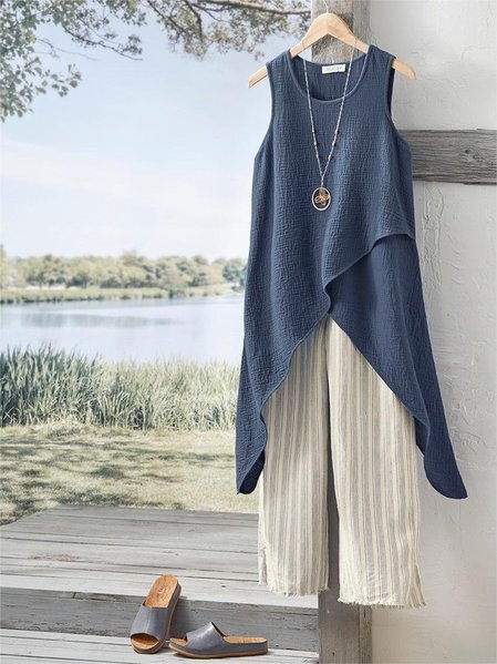 

Loose Plain Casual Blouse, Blue, Blouses & Shirts