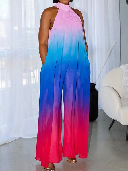 

Halter Urban Sleeveless Loose Ombre Jumpsuit, As picture, Jumpsuits