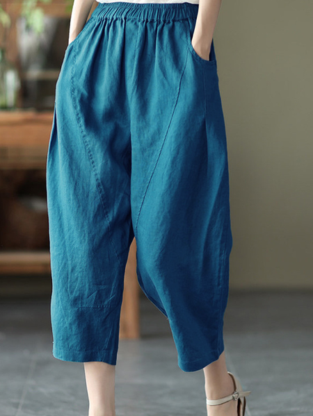 

Casual Plain Ankle Pants Pant, Blue, Pants