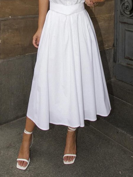 

A-Line Plain Urban Regular Skirt, White, Skirts