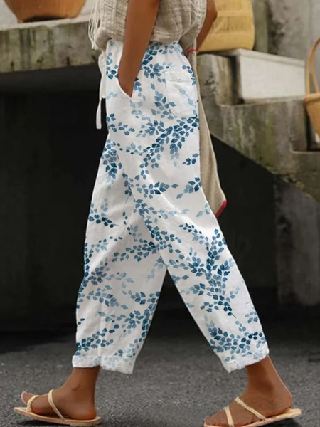 

Casual Leaf Long Pant, White, Pants