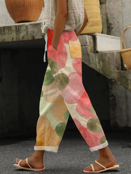 

Casual Geometric Long Pant, Multicolor, Pants