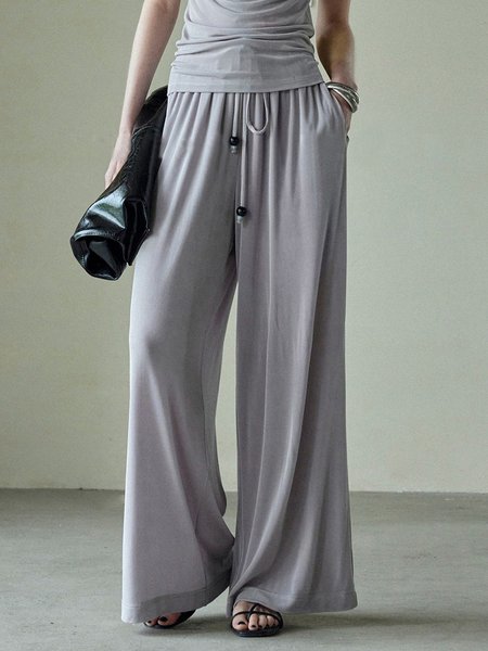 

Casual Plain High Waist Fashion Wide leg Pants, As picture, Pants
