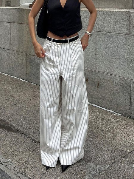 

Regular Fit Urban Striped Fashion Pants, As picture, Pants
