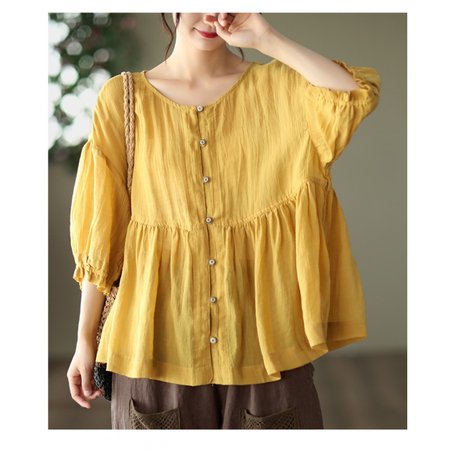 

Casual Plain Blouse, Yellow, Blouses & Shirts