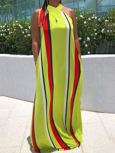 

Loose Vacation Halter Sleeveless Maxi Dress, As picture, Maxi Dresses