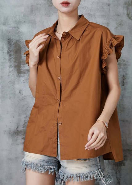 Casual Shawl Collar Blouse, Rust, Blouses & Shirts