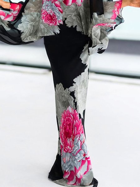 

Floral Regular Fit Printing Elegant Skirt, As picture, Skirts