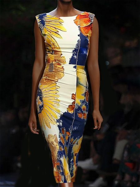 

Urban Floral Urban Commuting Regular Fit Dress, As picture, Midi Dresses