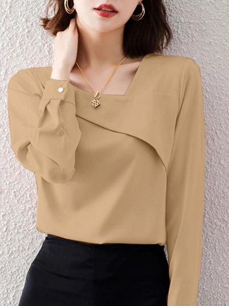 

Casual Cotton Blouse, Khaki, Blouses & Shirts