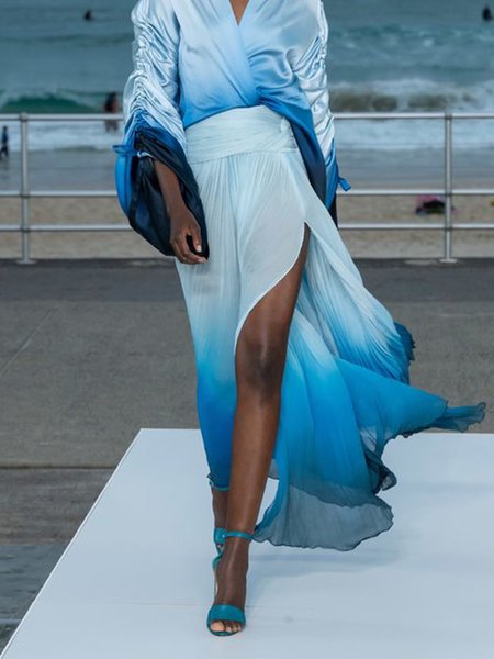 

Vacation Regular Fit Ombre A-Line Skirt, As picture, Skirts