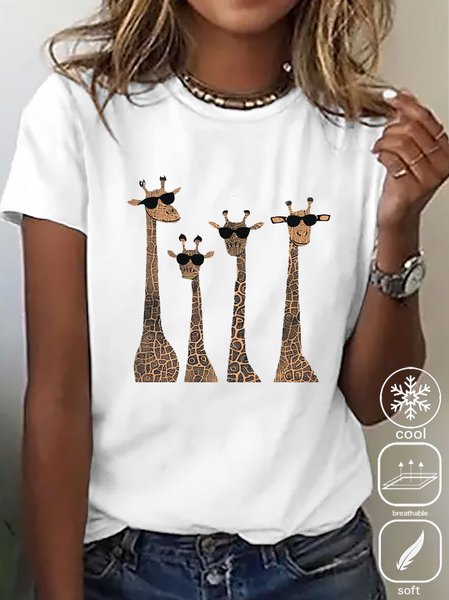 

Plus Size Casual Deer Loose T-Shirt, White, T-Shirts