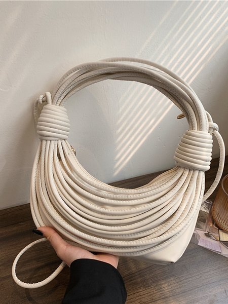 

Fashionable Multi-Layered Rope Knot Shoulder Bag with Crossbody Strap, Off white, Bags