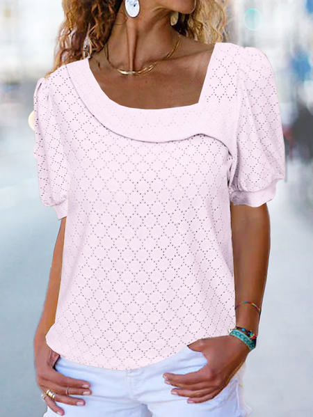 Casual Lace Asymmetrical T Shirt