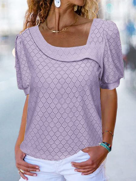 Casual Lace Asymmetrical T Shirt