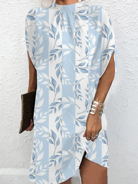

Women Floral Short Sleeve Comfy Casual Short Dress, Blue, Dresses