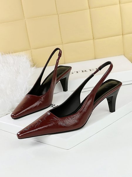 

Minimalist Cone Heel Slingback Pumps, Wine red, Heels