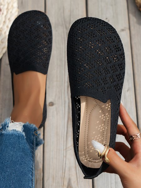 

Mesh Fabric All Season Plain Casual Shallow Shoes, Black, Women Shoes