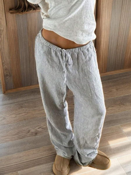 

Casual Loose Cotton And Linen Pants, Gray, Pants