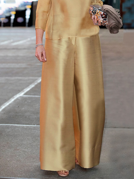 

Loose Urban Long Pants Straight pants, Yellow, Pants