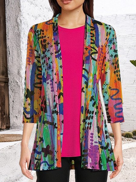 

Women's Plain Regular Loose Kimono, Multicolor, Cardigans