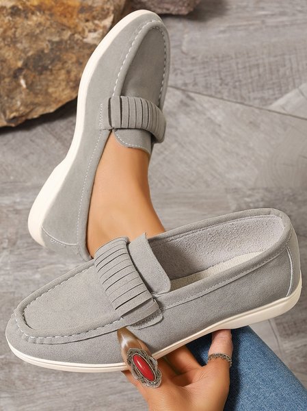 

Casual Faux Suede All Season Shallow Shoes, Gray, Shoes