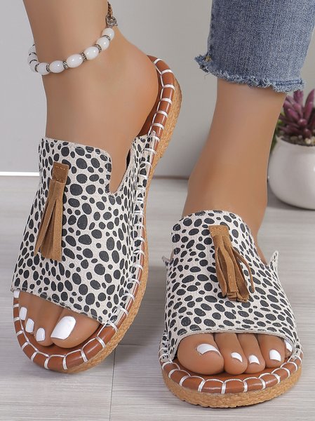 Summer Plain Casual Slide Sandals, Black-white, Sandals & Slippers