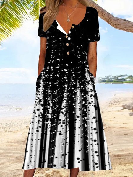 

Buckle Casual Abstract Dress, Black, Dresses