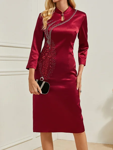 

Elegant Regular Fit Dress, Wine red, Dresses