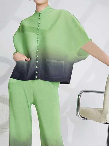 

Urban Loose Stand Collar Half Sleeve Blouse, As picture, Blouses and Shirts